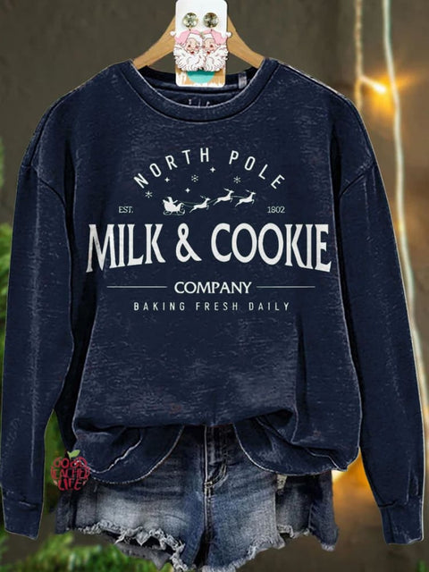 Christmas North Pole Milk and Cookie Casual  Sweatshirt