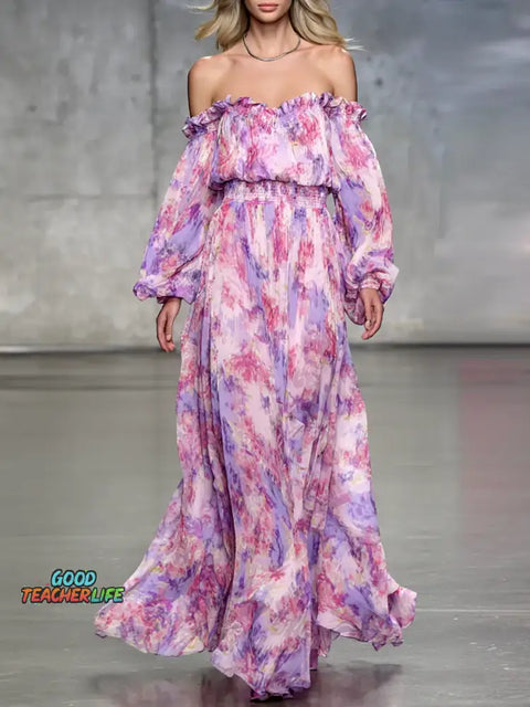 Women's Elegant Print Long Dress
