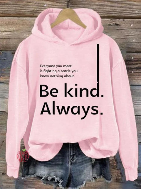 Be Kind Always Suicide Awareness Print Casual Hoodie