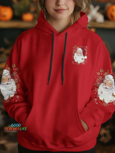 Women's Don't Stop Believing Christmas All Over Print Casual Hoodie Sweatshirt