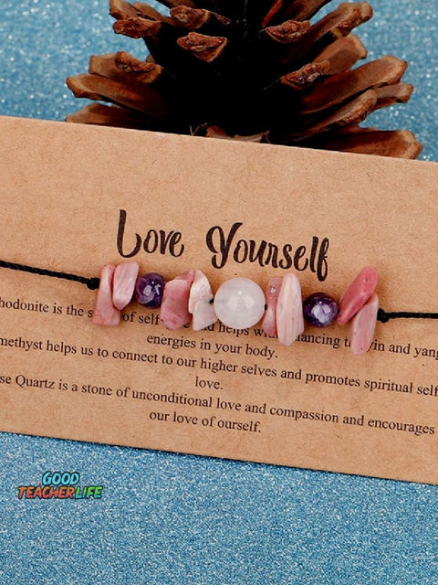 Love Yourself Stone Bead Set Meaning Gift Bracelet