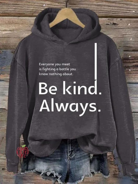 Be Kind Always Suicide Awareness Print Casual Hoodie