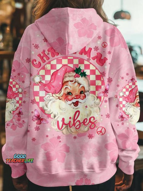 Women's Christmas Vibes All Over Print Casual Hoodie Sweatshirt