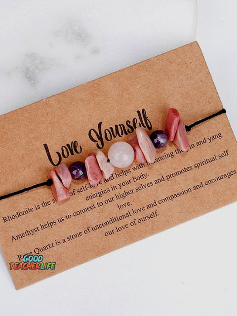 Love Yourself Stone Bead Set Meaning Gift Bracelet