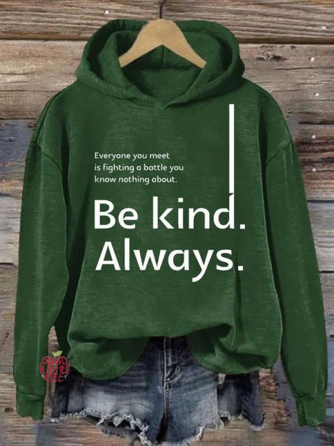 Be Kind Always Suicide Awareness Print Casual Hoodie