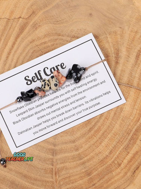 Self Care Stone Bead Set Meaning Gift Bracelet