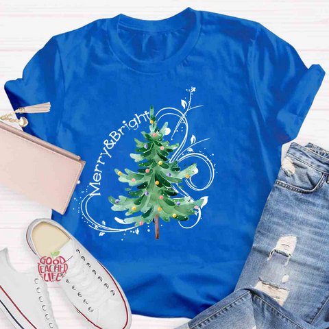 Merry And Bright Christmas Tree Class T-Shirt