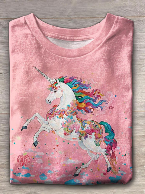 Women's Christmas Magic Unicorn Crew Neck T-shirt