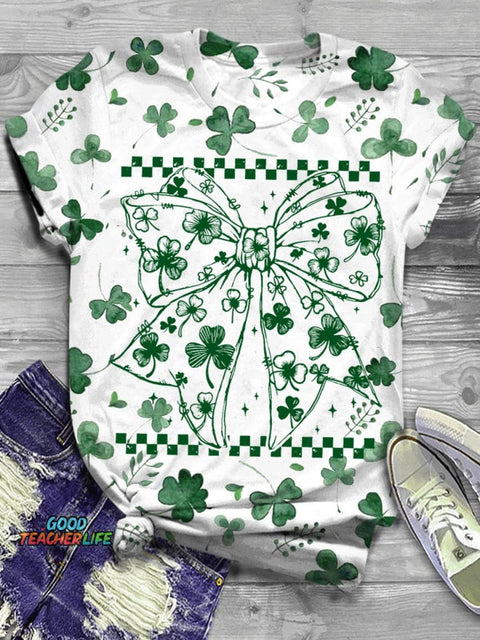 Shamrock Coquette Bow Crew Neck T-shirt