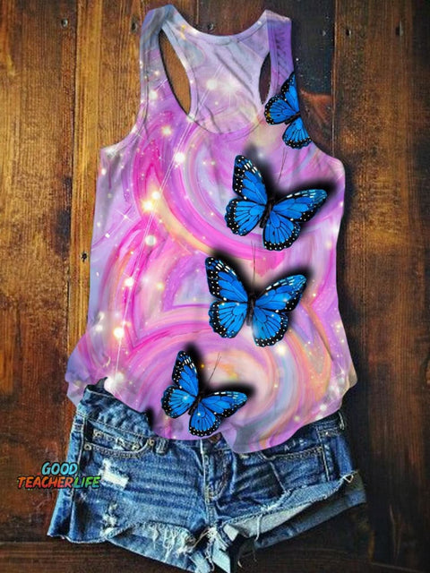 Butterfly Printed Casual Tank Top