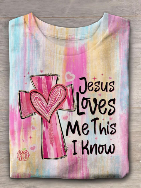 Jesus Loves Me This I Know Valentine Heart Crew Neck T-shirt