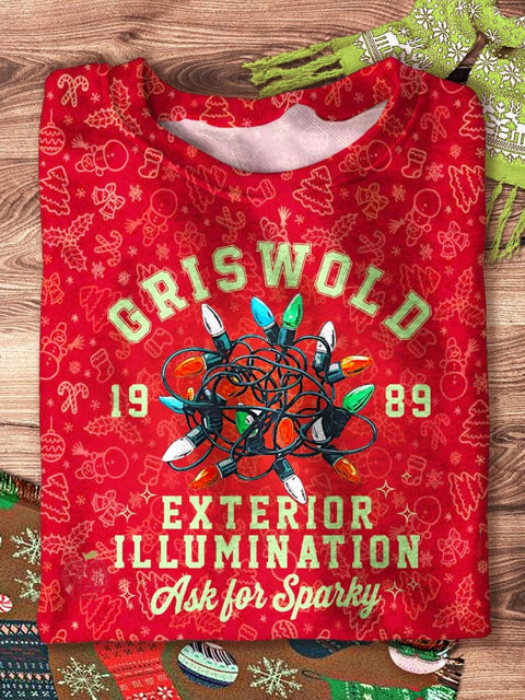 Women's Christmas Movie Griswold Printed Long Sleeve Casual Top