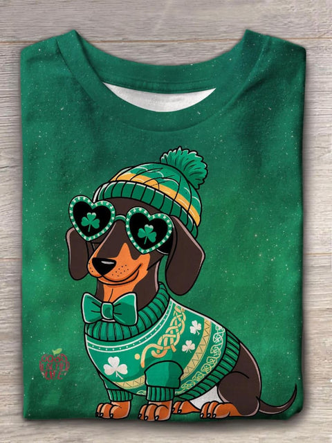 St. Patrick¡¯s Day Dachshund Dog Crew Neck T-shirt