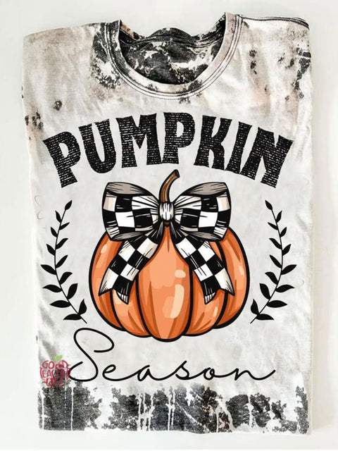 Pumpkin Print Casual Short Sleeve Top