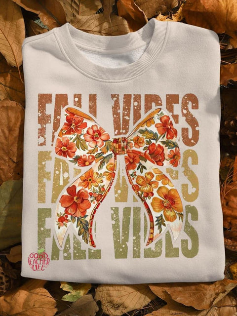 Coquette Floral Fall Vibes Long Sleeve Sweatshirt