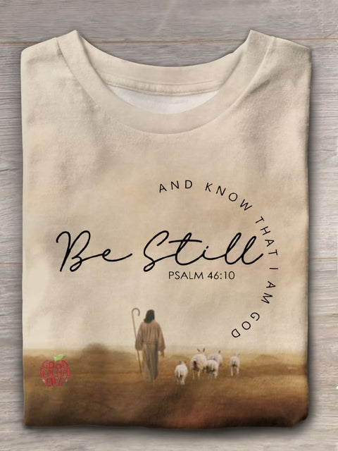 Be Still and Know Christian Crew Neck T-shirt