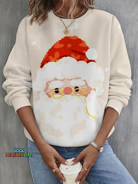 Cute Santa Claus Long Sleeve Casual Top