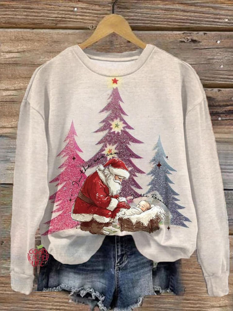 The Winter Forest Is Quiet Printed Long Sleeve Casual Top