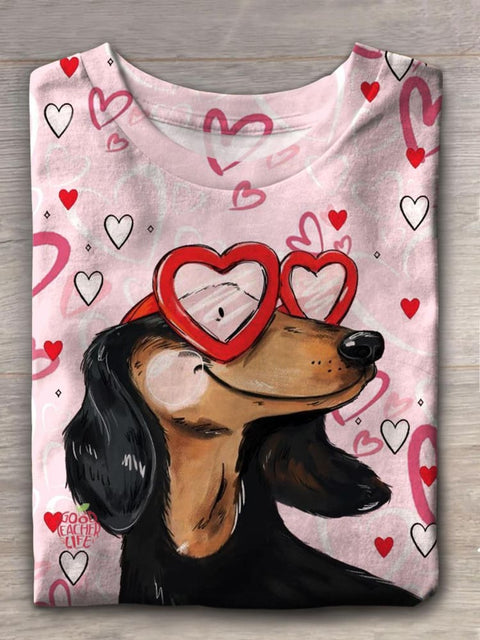 Funny Dog Valentine Crew Neck T-shirt