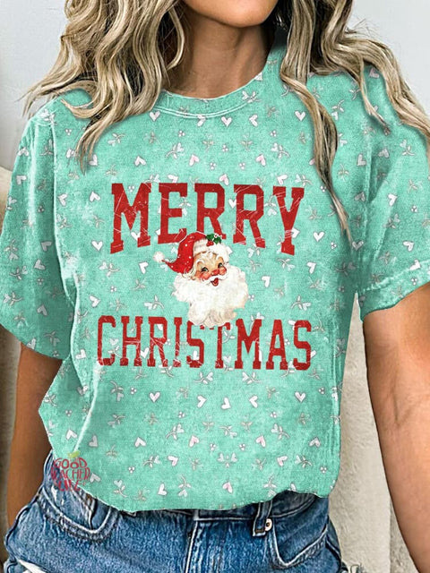 Merry Christmas With Santa Claus Crew Neck T-shirt