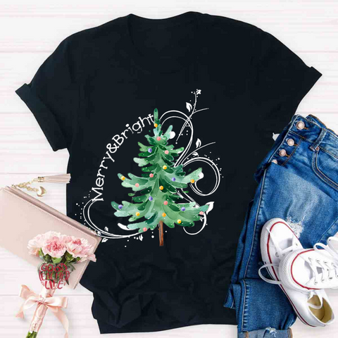 Merry And Bright Christmas Tree Class T-Shirt