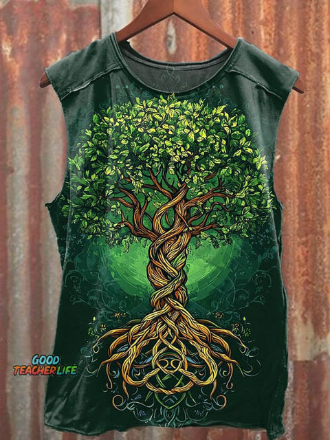 Men's Casual Tree of Life Printed Tank Top