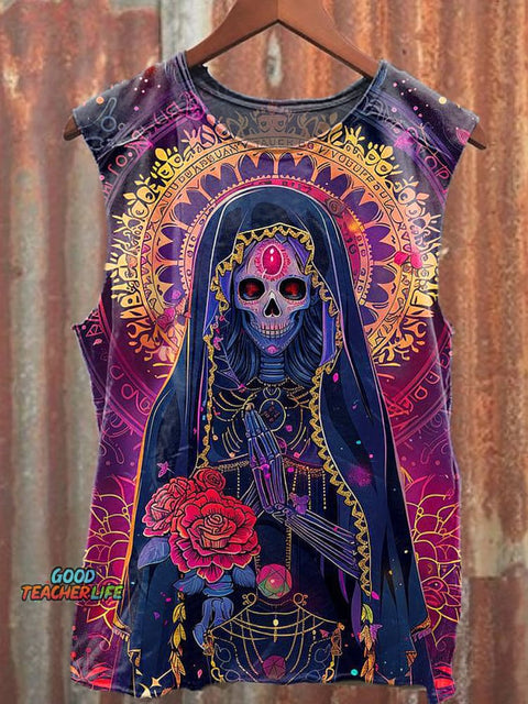 Men's Casual Nun Skull Printed Tank Top