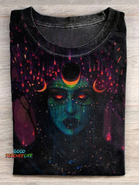 Retro Illustration Art Print Casual T-Shirt