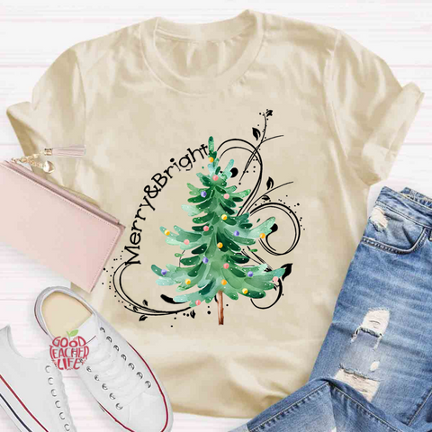 Merry And Bright Christmas Tree Class T-Shirt