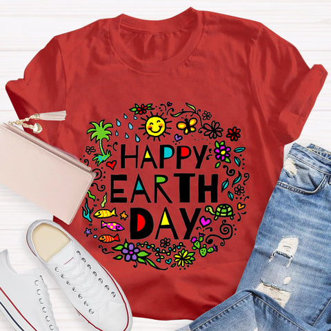 Happy Earth Day Floral T-Shirt