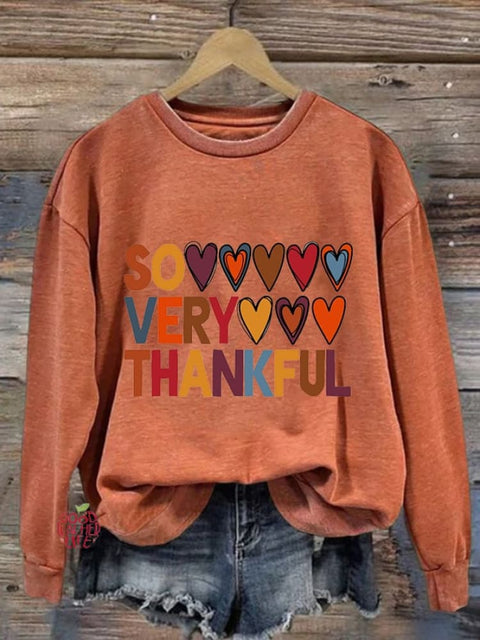 Women's So Very Thankful Print Casual Sweatshirt