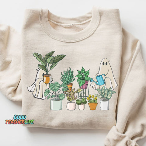 Halloween Ghost Plant Sweatshirt,Crazy Plant Lady Hoodie,Plant Mama