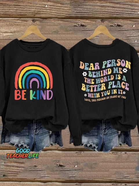 Women'S Casual Be Kind Printed Long Sleeve Sweatshirt