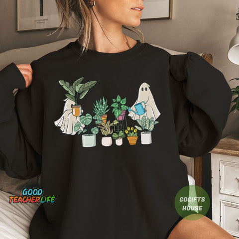Halloween Ghost Plant Sweatshirt,Crazy Plant Lady Hoodie,Plant Mama