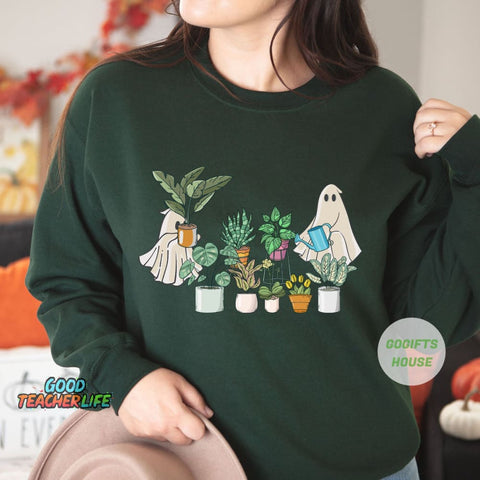 Halloween Ghost Plant Sweatshirt,Crazy Plant Lady Hoodie,Plant Mama