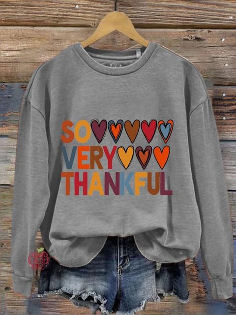 Women's So Very Thankful Print Casual Sweatshirt