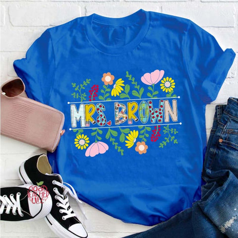 Personalized A Cluster Of Blooming Flowers Teacher T-Shirt