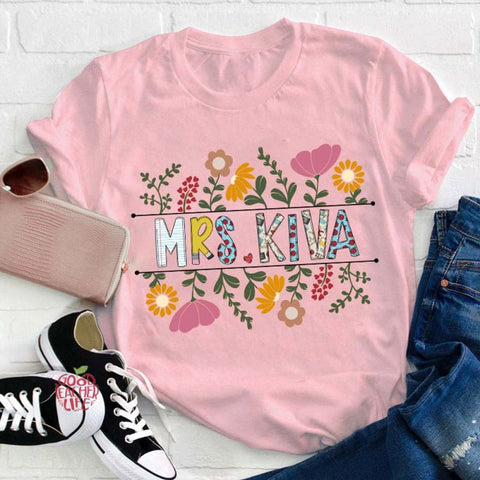 Personalized A Cluster Of Blooming Flowers Teacher T-Shirt