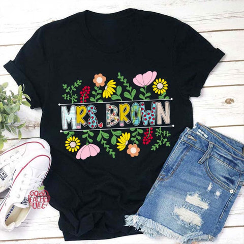 Personalized A Cluster Of Blooming Flowers Teacher T-Shirt