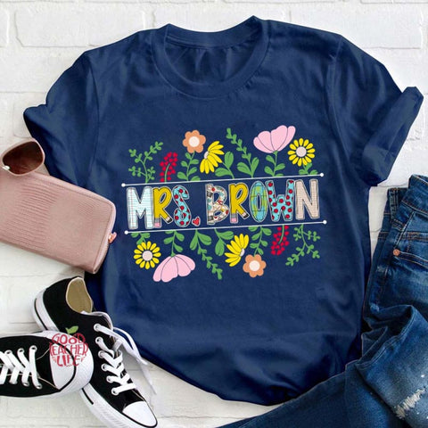 Personalized A Cluster Of Blooming Flowers Teacher T-Shirt