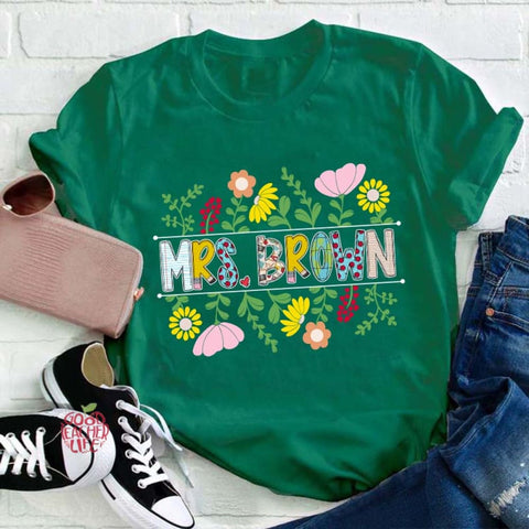 Personalized A Cluster Of Blooming Flowers Teacher T-Shirt