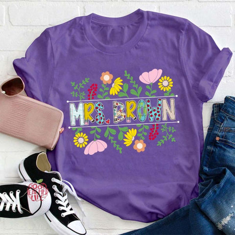 Personalized A Cluster Of Blooming Flowers Teacher T-Shirt