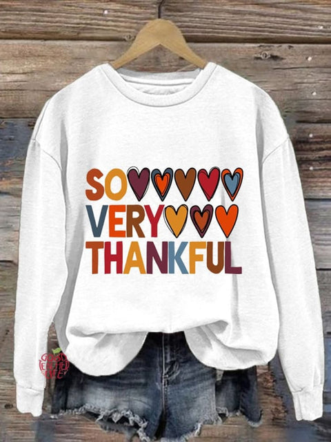 Women's So Very Thankful Print Casual Sweatshirt