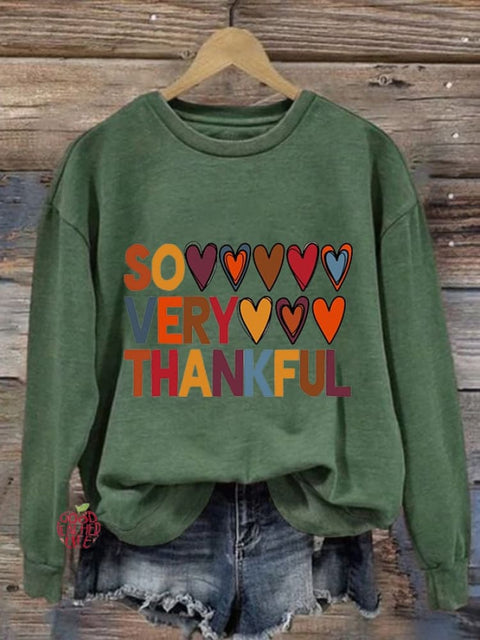 Women's So Very Thankful Print Casual Sweatshirt