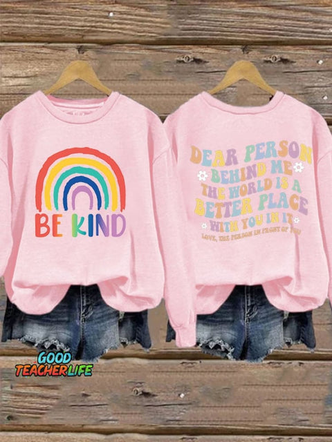 Women'S Casual Be Kind Printed Long Sleeve Sweatshirt