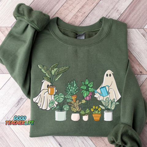 Halloween Ghost Plant Sweatshirt,Crazy Plant Lady Hoodie,Plant Mama