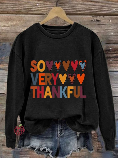 Women's So Very Thankful Print Casual Sweatshirt