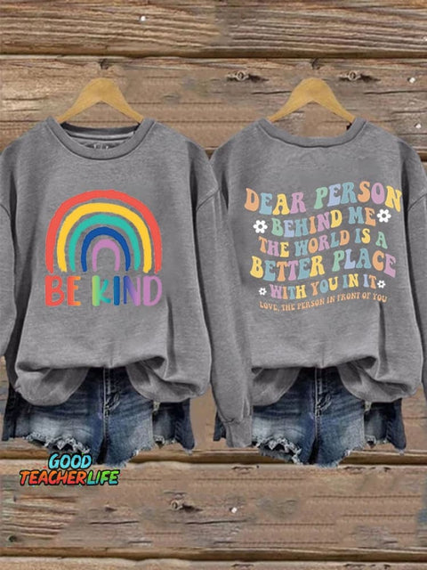 Women'S Casual Be Kind Printed Long Sleeve Sweatshirt