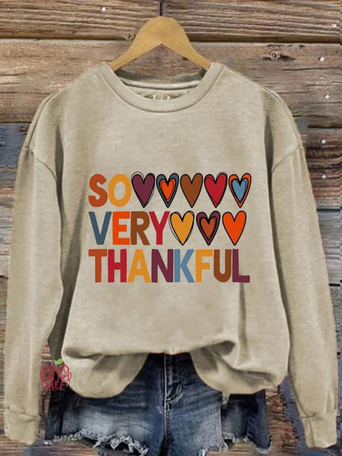 Women's So Very Thankful Print Casual Sweatshirt